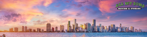 entire downtown miami skyline at sunrise