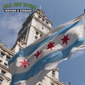The official flag of Chicago, Illinois.