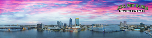 Jacksonville skyline with pink clouds