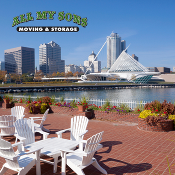 outdoor patio at harbor house overlooking downtown and milwaukee art museum