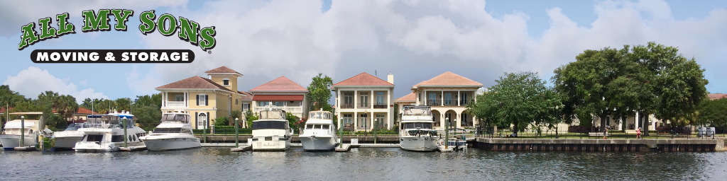 a row of houses along a canal in Pensacola