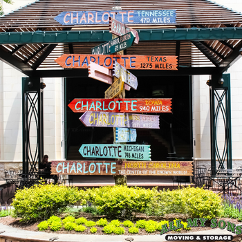colorful wooden street signs in charlotte, north carolina