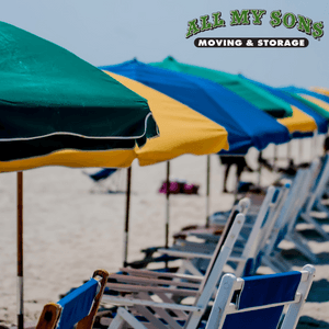 Line of chairs and umbrellas on Myrtle Beach
