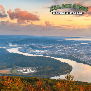 a bend in the Chattanooga river at sunset